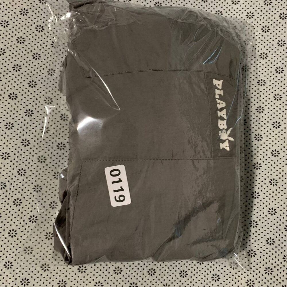 Playboy by PacSun Nylon Anorak Pullover Windbreaker Jacket Gray Hood M - Picture 9 of 9